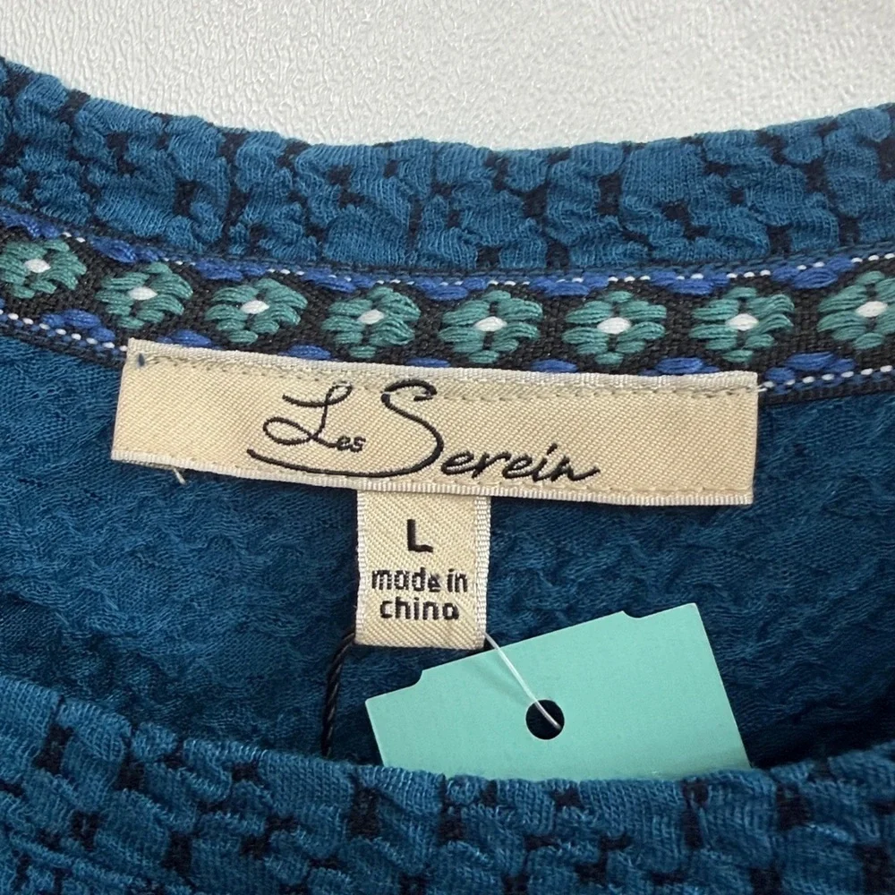 Les Serein Campinas Puff Sleeve Knit top Teal Green large.NWT.Stitch fix